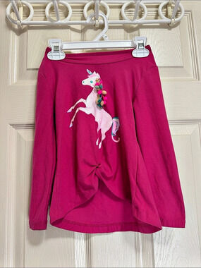 Colette Lily Long Sleeve Unicorn Tee in Pink Size Small